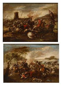 Francesco Graziani, known as Ciccio Napoletano (Active in Naples and Rome in the second half of the 17th century), Cavalry battle against the Turks – Battle between European cavalcades